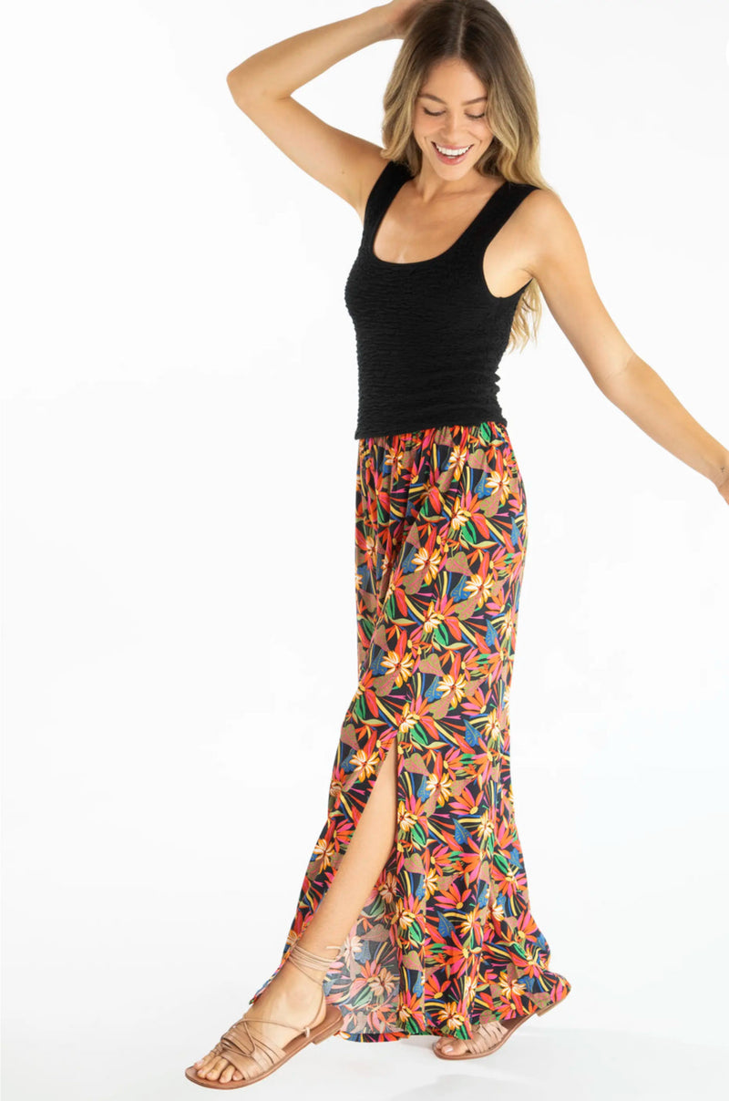 Natural Life Fiona Palazzo Pant - Black Tropical