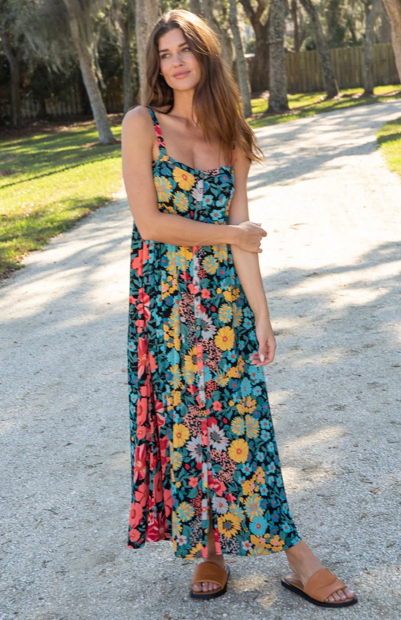 Coral floral maxi dress best sale