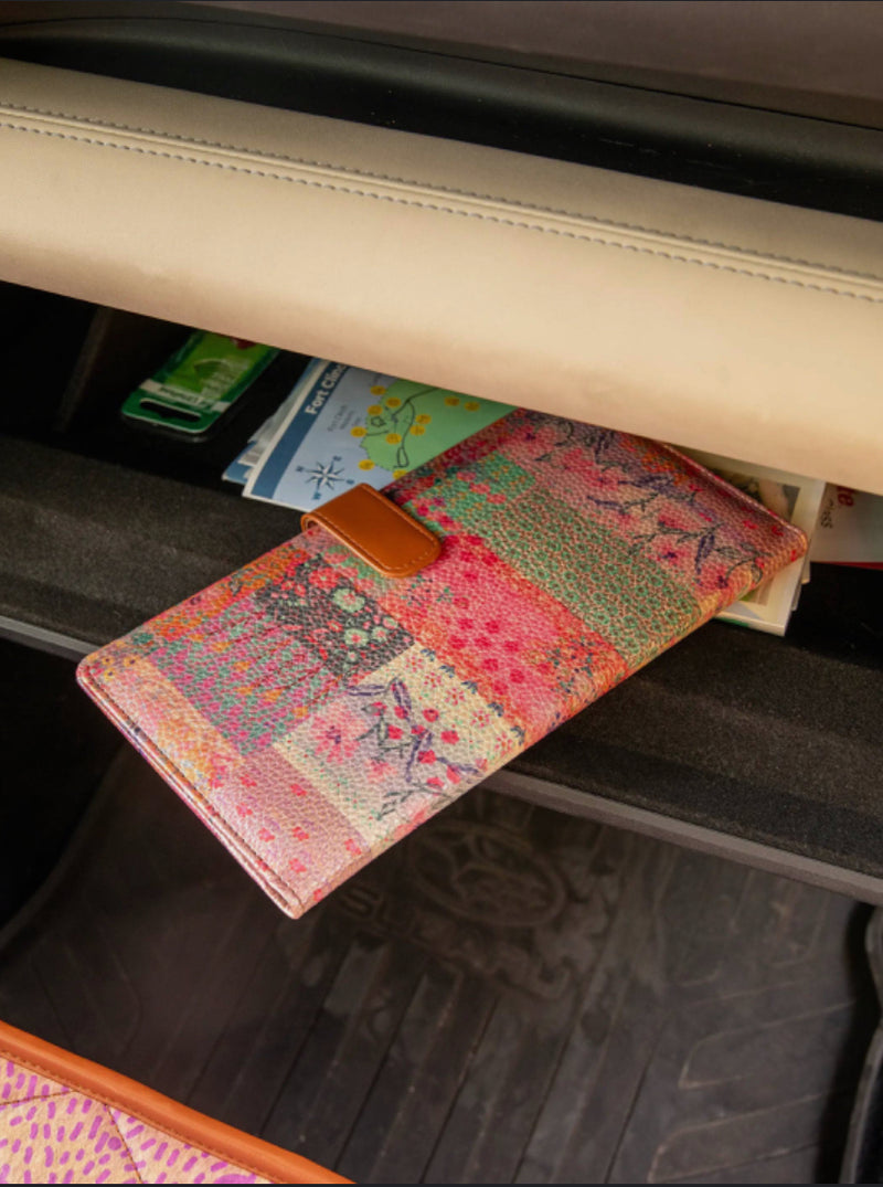 Natural Life Car Document Holder - Pink Watercolor Patchwork