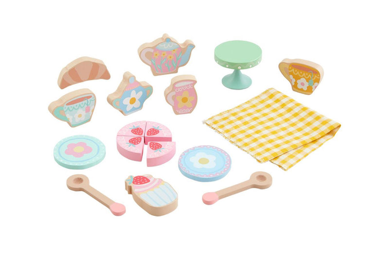 Mud Pie Wood Tea Party Toy Set