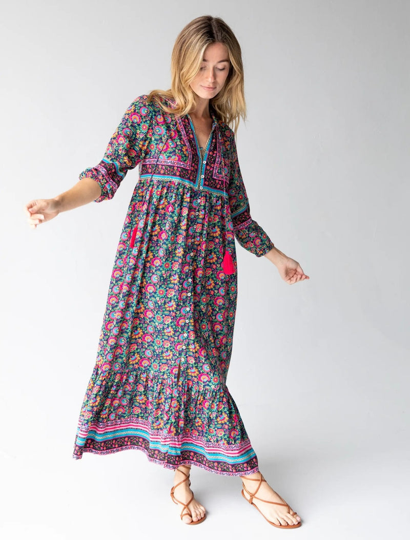 Natural Life Phoebe Maxi Dress - Black Pink Turquoise