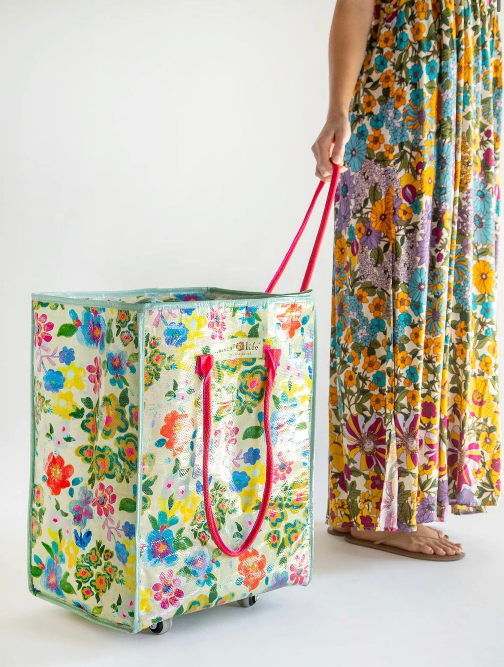 Natural Life Rolling Tote - Floral Garden