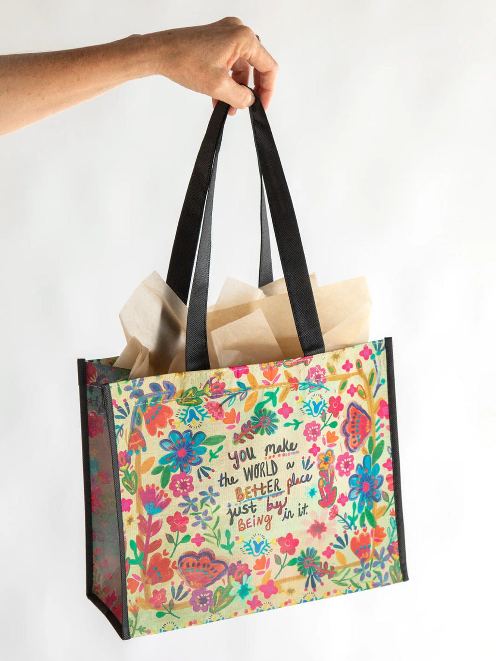 Natural Life Recycled Large Happy Bags - Taupe World Better