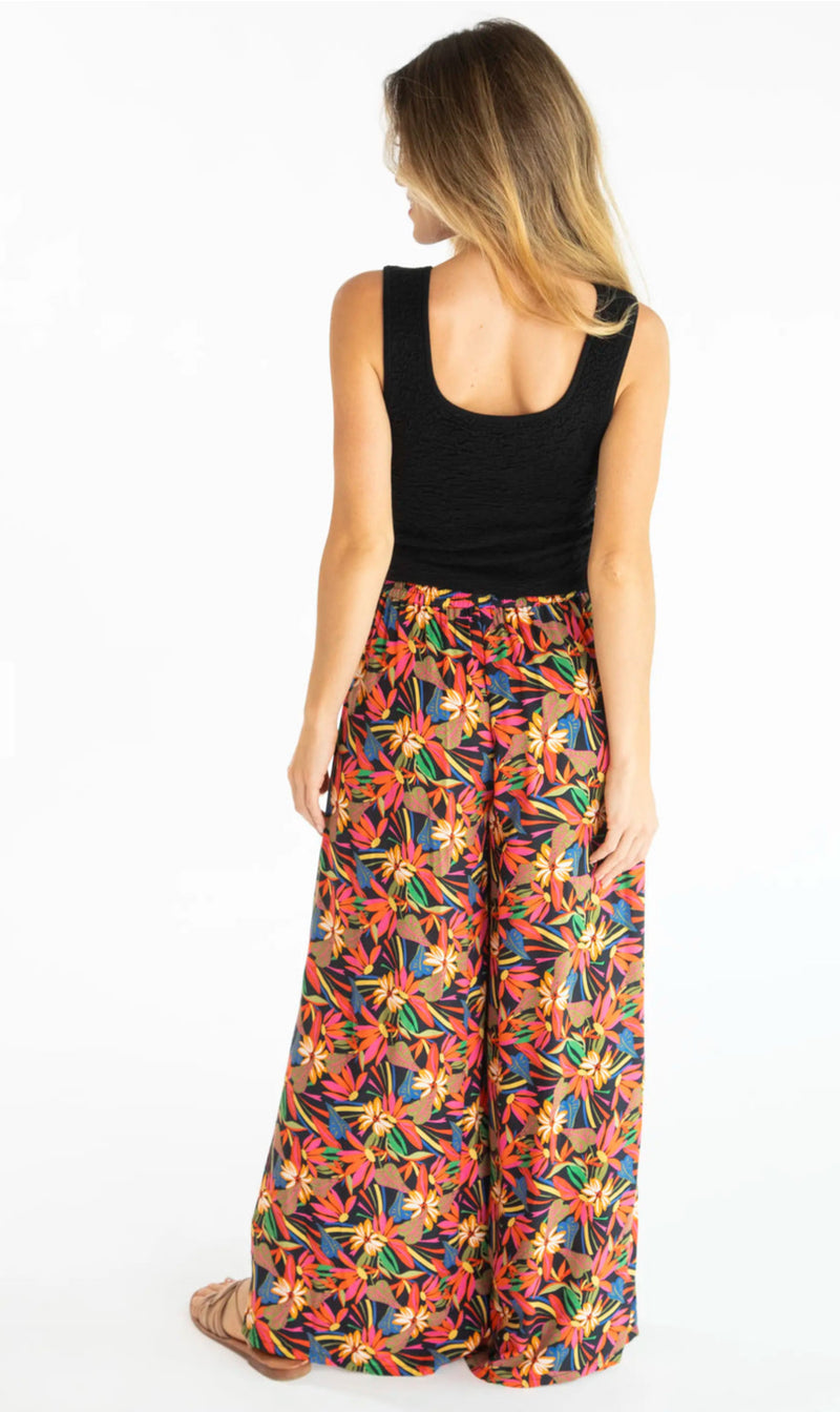 Natural Life Fiona Palazzo Pant - Black Tropical