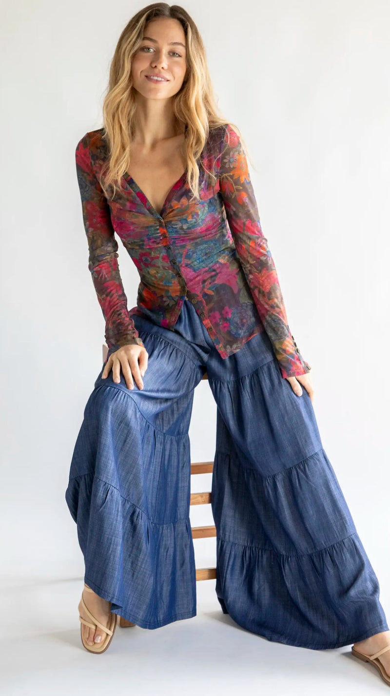 Natural Life Patti Palazzo Pant - Denim Blue