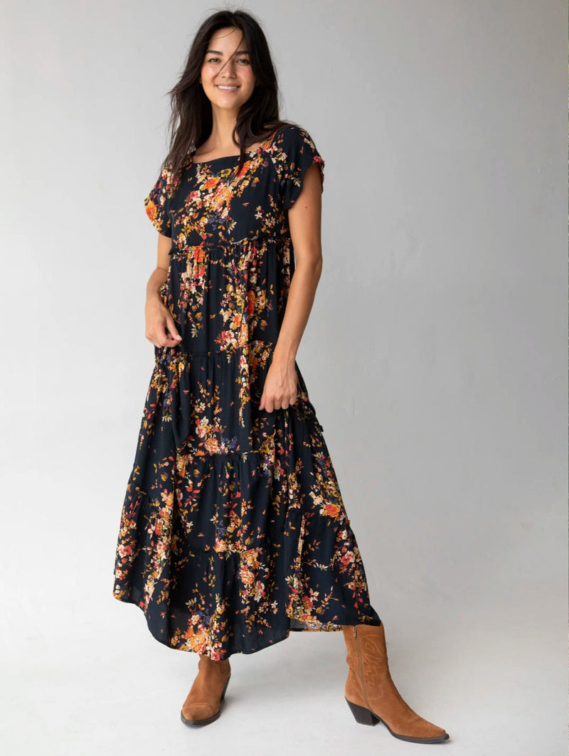 Natural Life Berkley Maxi Dress - Navy Red Bouquets Anne-Paige Natural Life Berkley Maxi Dress - Navy Red Bouquets Anne-Paige