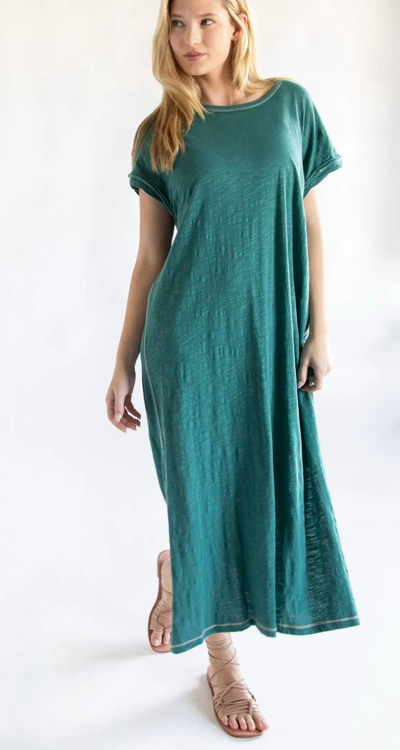 Natural Life Frankie Knit Tee Midi Dress - Sea Green