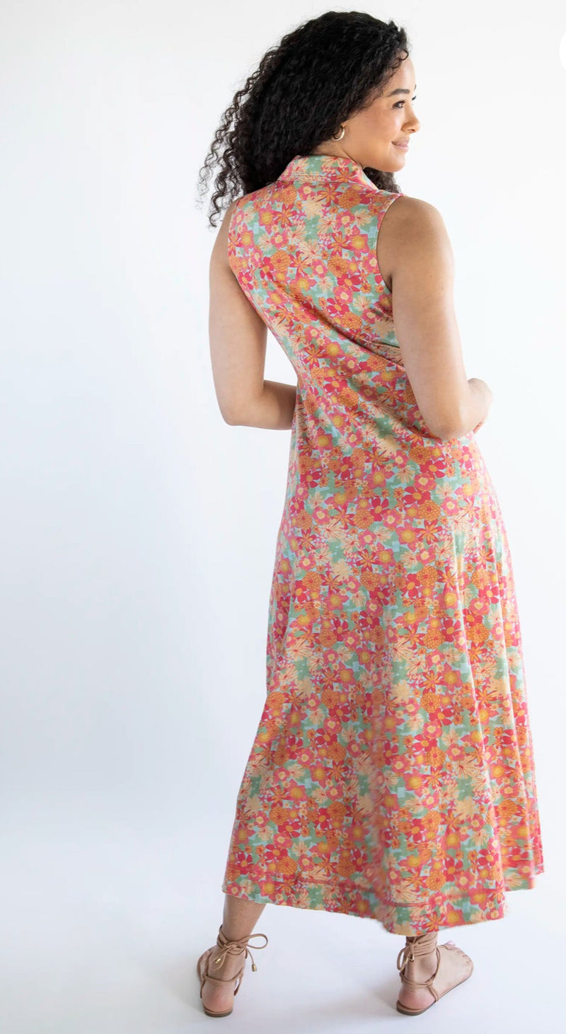 Natural Life Lauren Sleeveless Maxi Dress - Pink Red Floral