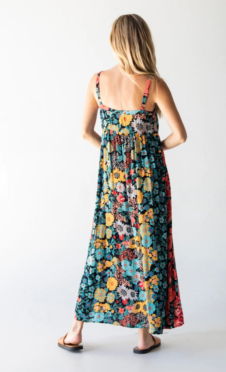 Natural Life Sidney Maxi Dress - Black Coral Floral