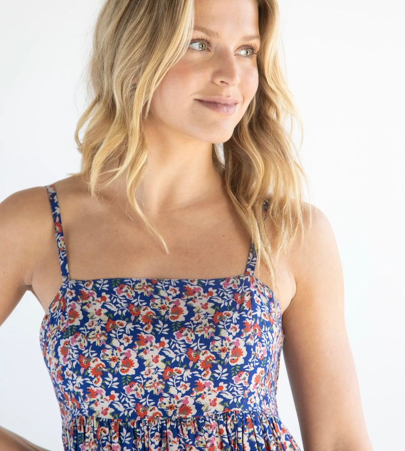 Natural Life Bailey Dress - Blue Red Floral