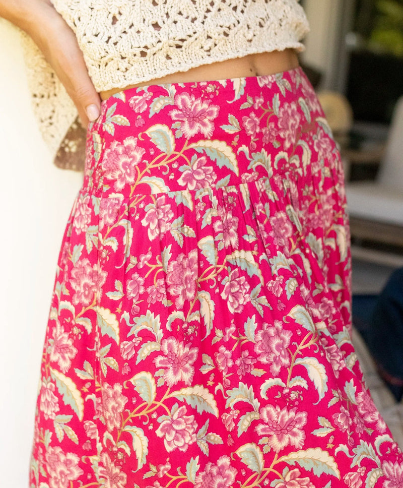 Natural Life Lisa Maxi Skirt - Fuchsia Light Pink Floral