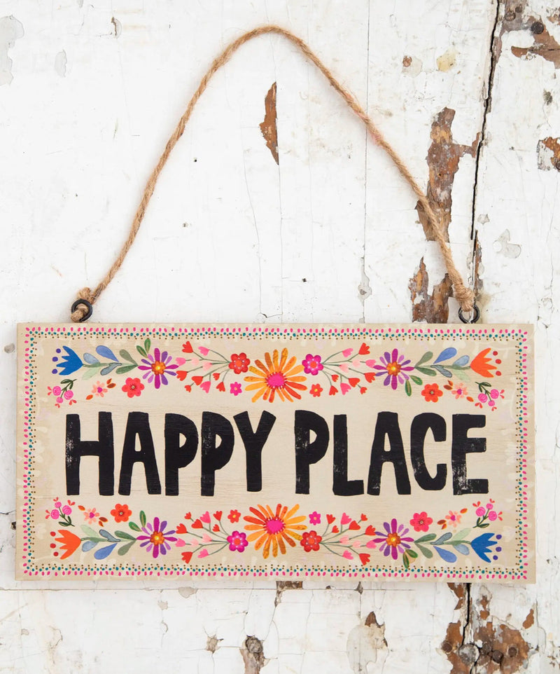 Natural Life Porch Sign 10" x 5" - Happy Place