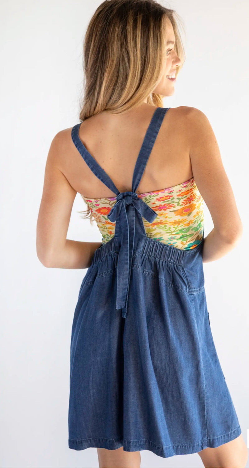 Natural Life Dakota Tie-Back Dress - Denim Blue Anne-Paige Natural Life Dakota Tie-Back Dress - Denim Blue Anne-Paige