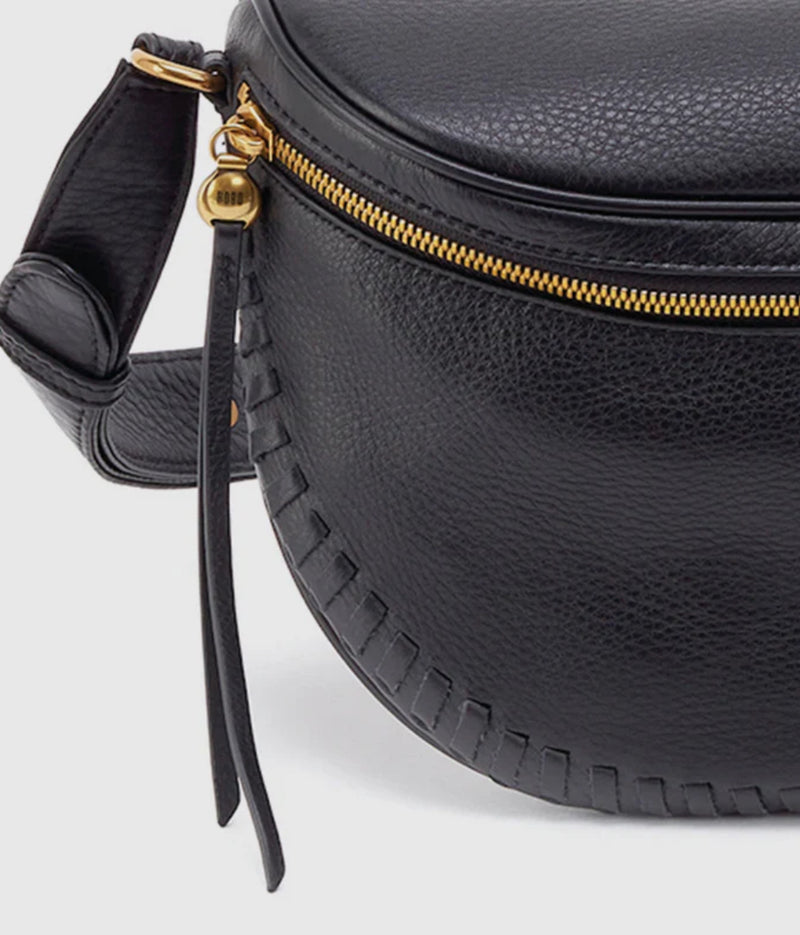 Hobo Juno Belt Bag - Black Pebbled Leather with Whipstitch