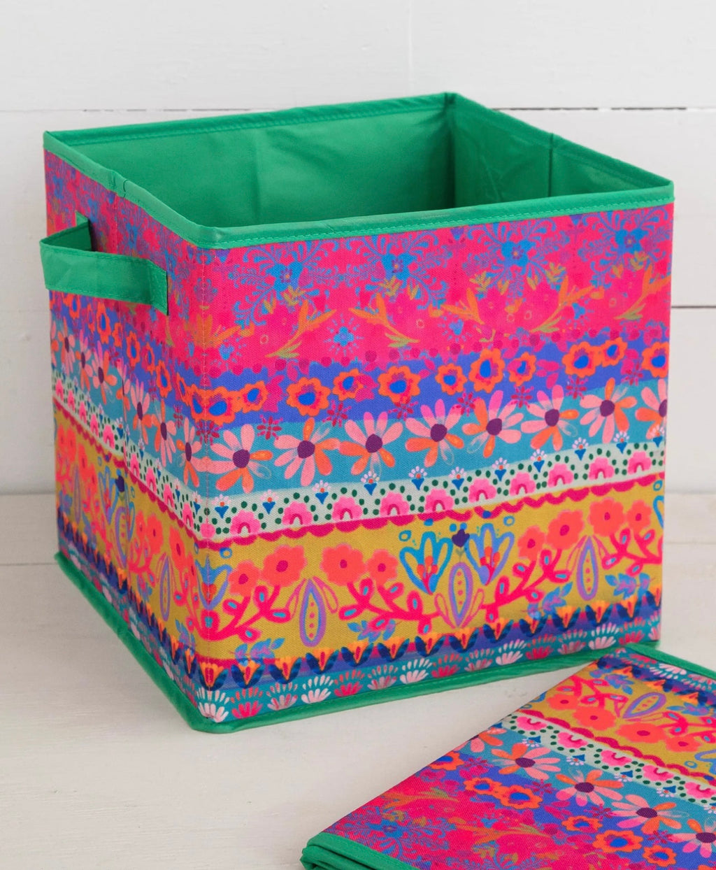 Natural Life® Collapsible Storage Cubes, Set of 2 - Floral Border