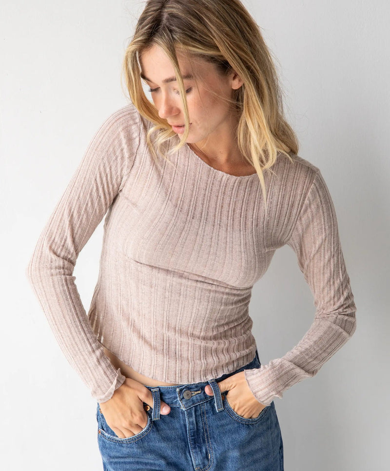 Natural Life Pearl Knit Layering Top - Sand