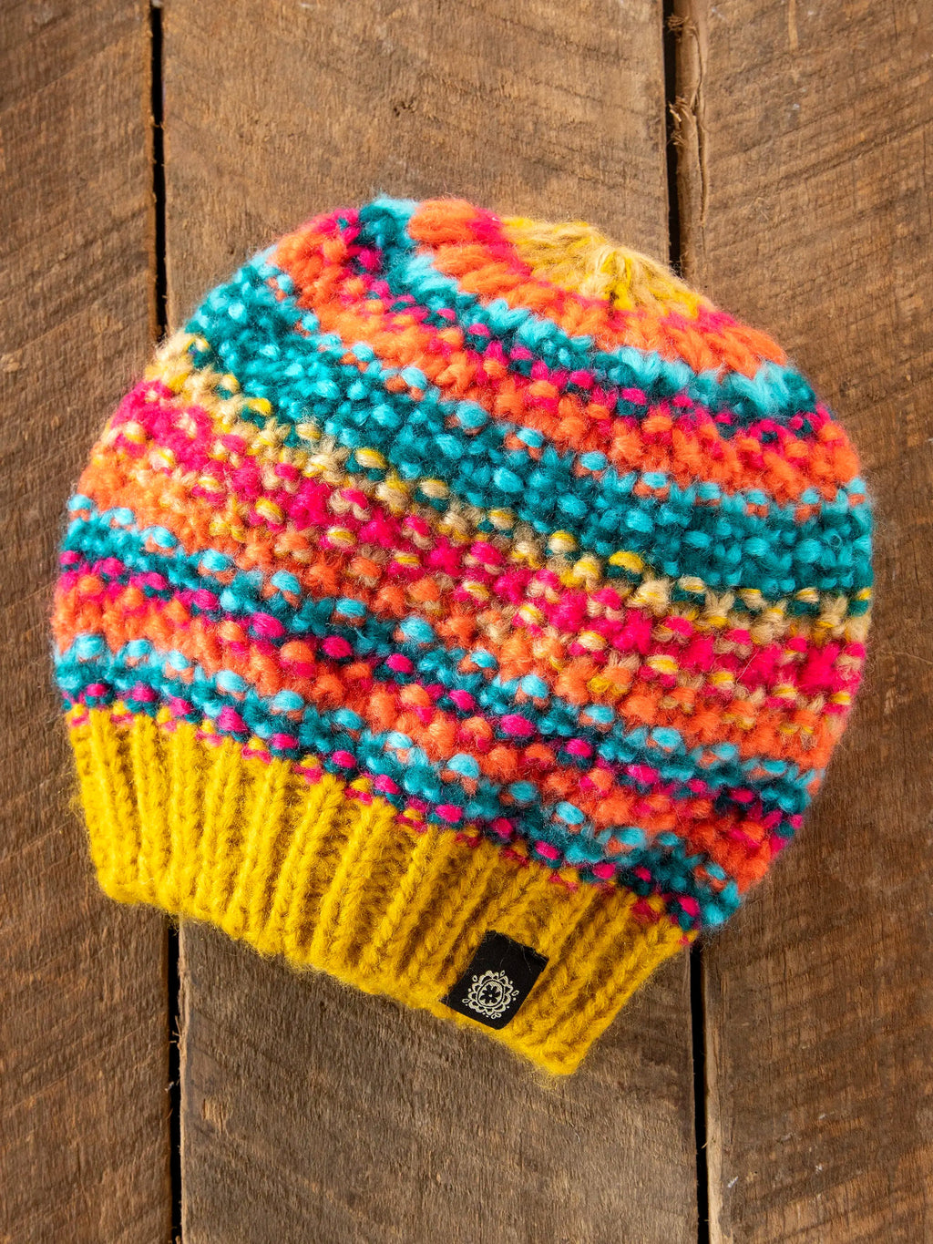 Natural Life Chunky Striped Beanie - Mustard