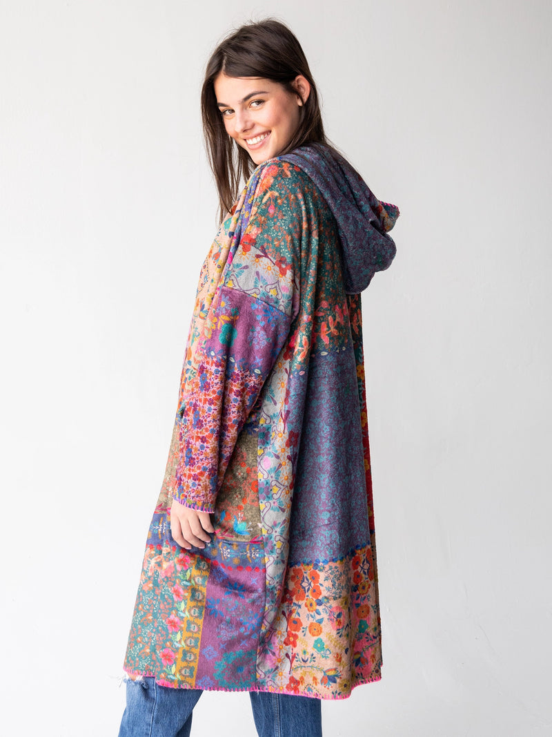 Natural Life Long Blanket Kimono - Vintage Patchwork