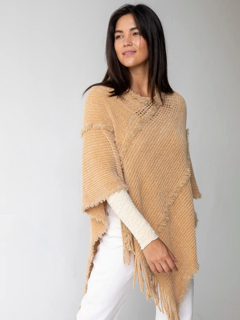 Natural Life Chenille Poncho Scarf - Tan