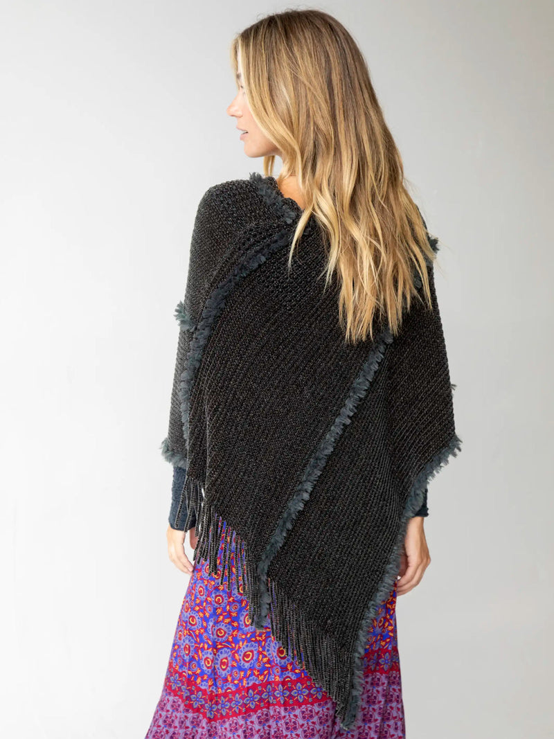 Natural Life Chenille Poncho Scarf - Charcoal