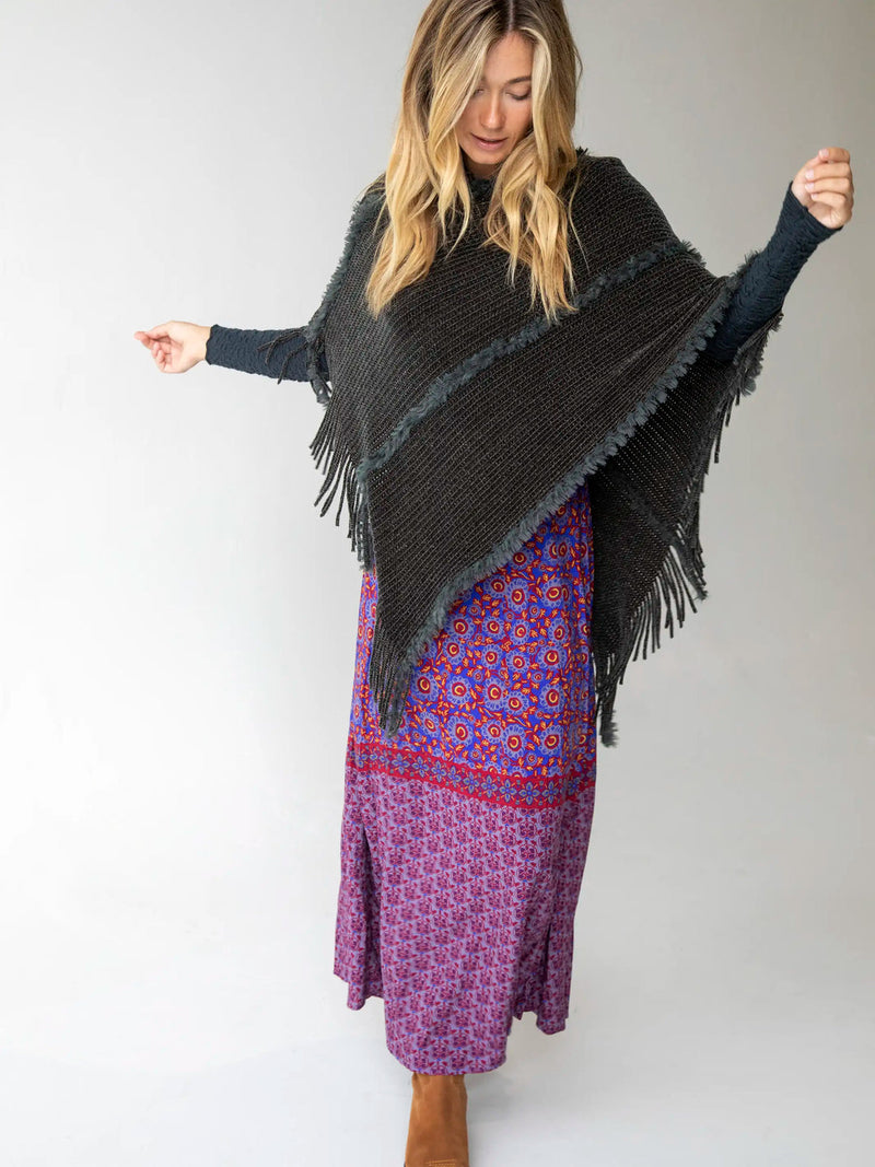 Natural Life Chenille Poncho Scarf - Charcoal