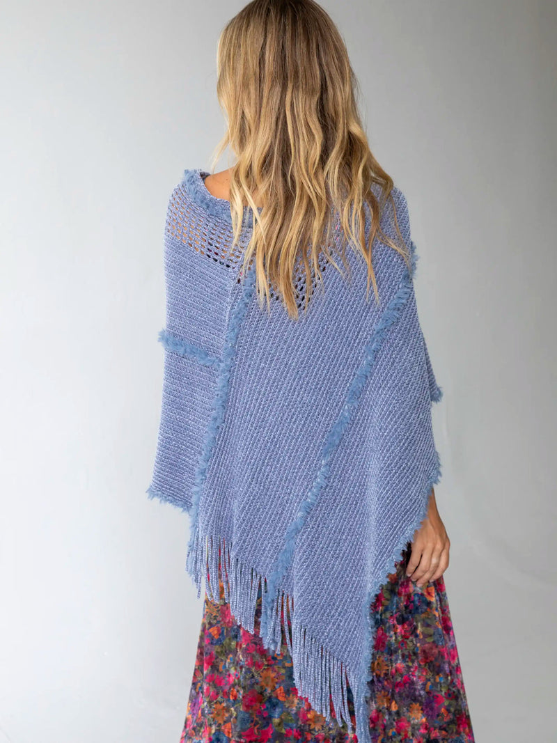 Natural Life Chenille Poncho Scarf - Light Blue