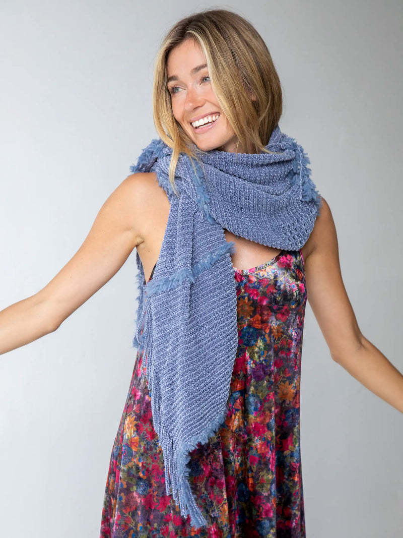 Natural Life Chenille Poncho Scarf - Light Blue