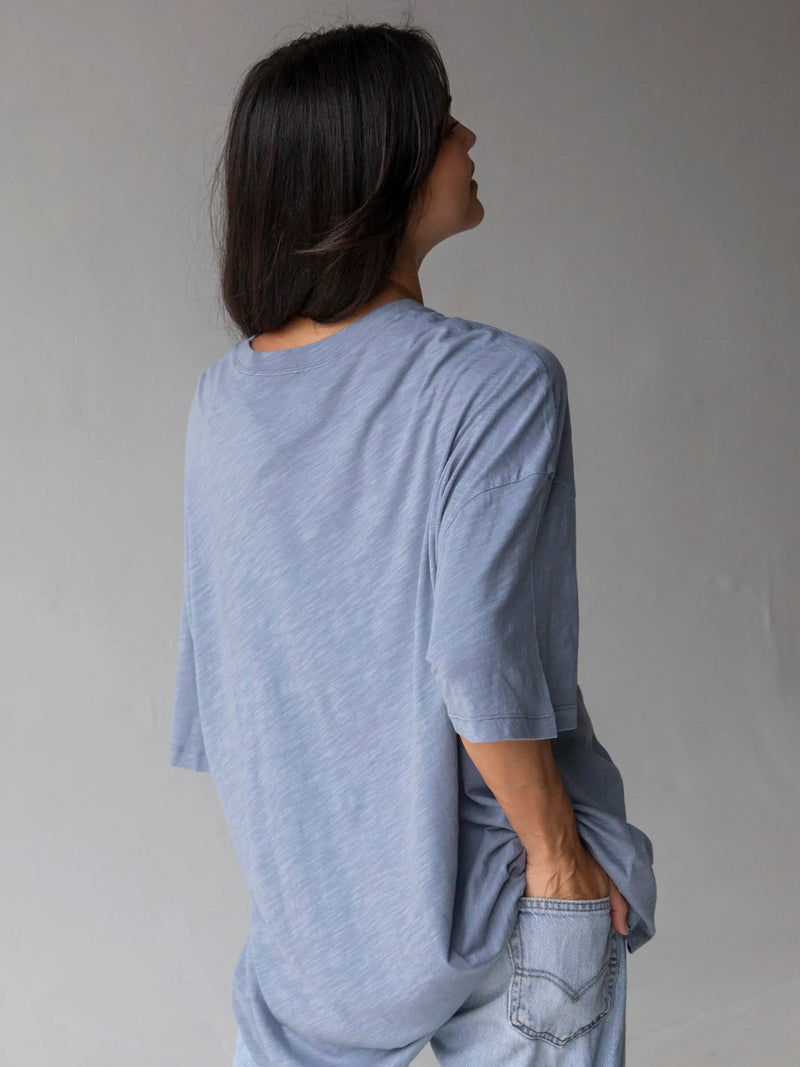 Natural Life Oversized Applique Tee - Dusty Blue Love