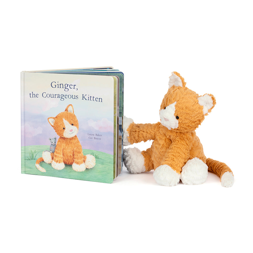 Jellycat Fuddlewuddle Ginger Cat and Ginger, the Courageous Kitten Book Set