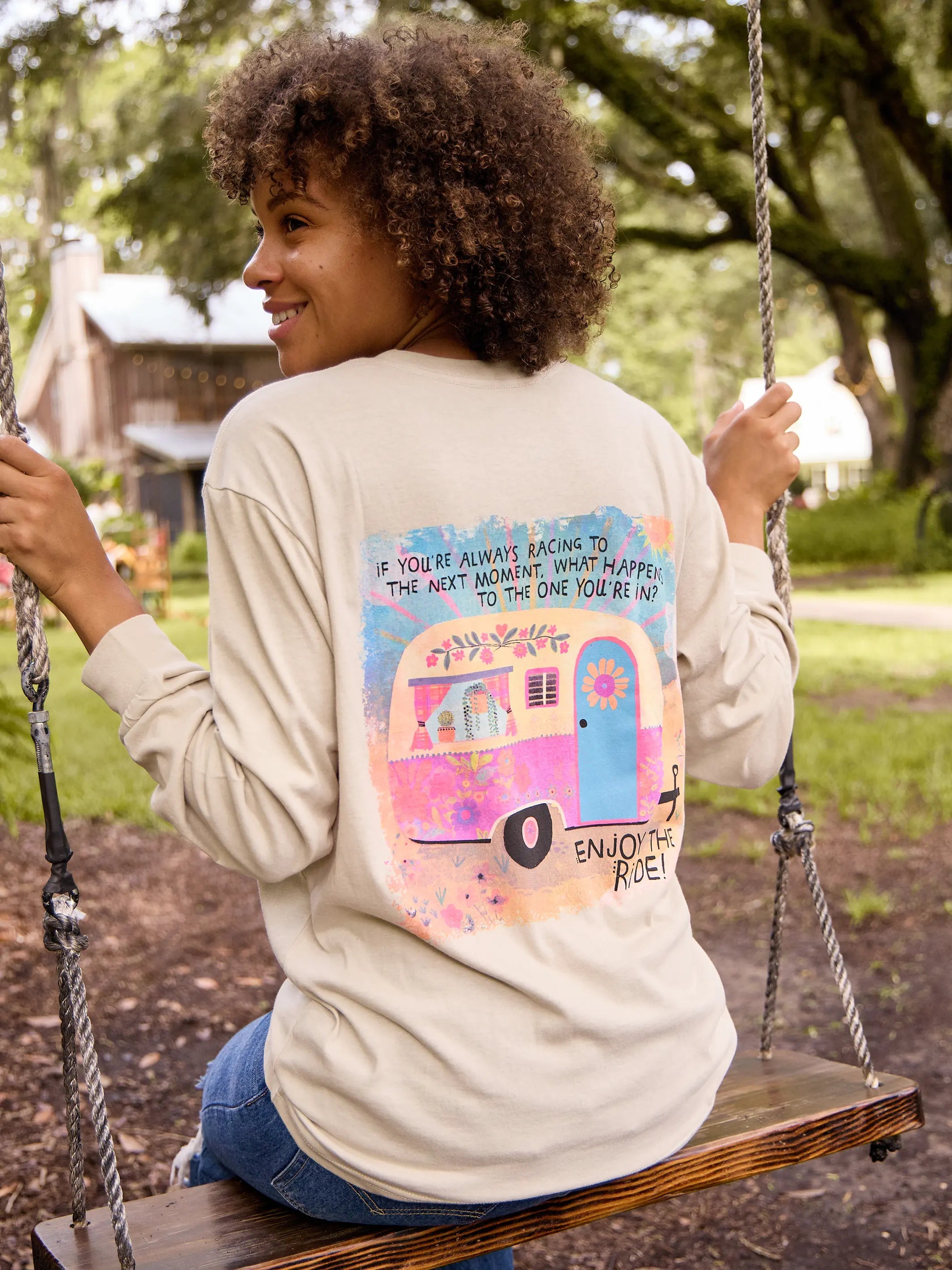 Natural Life Long Sleeve Cotton Comfy Tee Shirt - If You