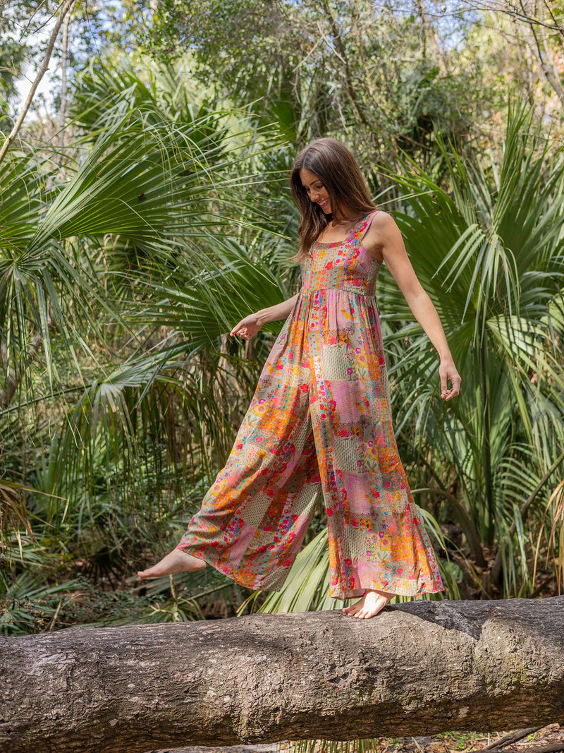 Natural Life Tricia Jumpsuit - Pink Floral Patchwork