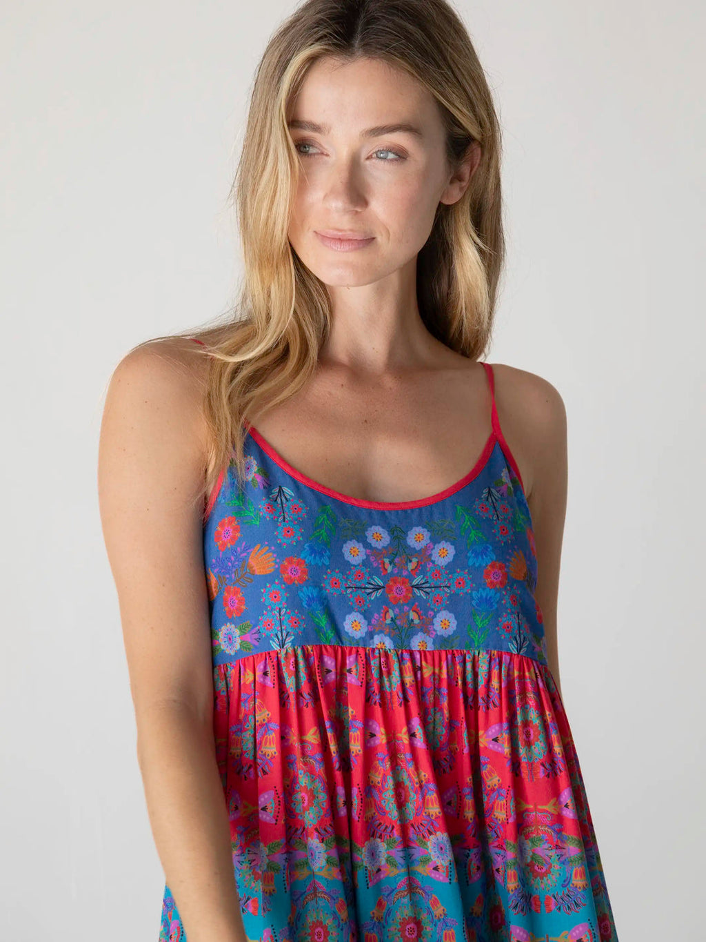 Natural Life Gigi Midi Dress - Red Blue Floral