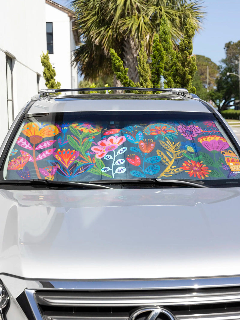 Natural Life® Car Sun Shade - Navy Folk Flower