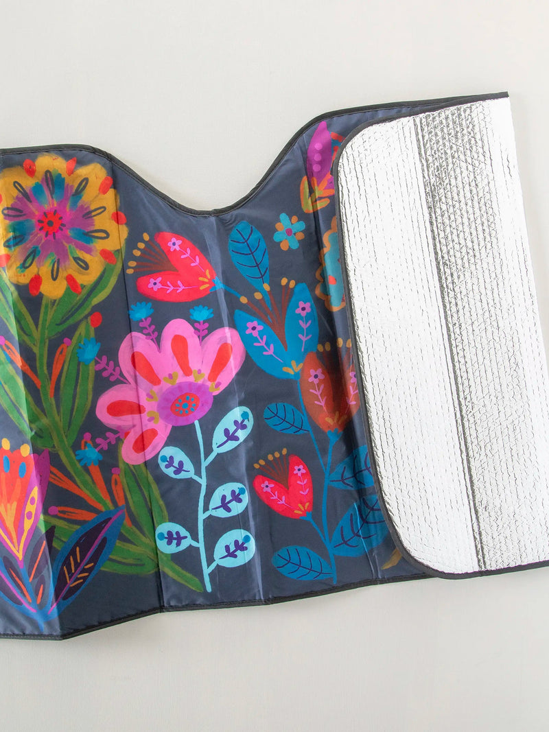 Natural Life® Car Sun Shade - Navy Folk Flower