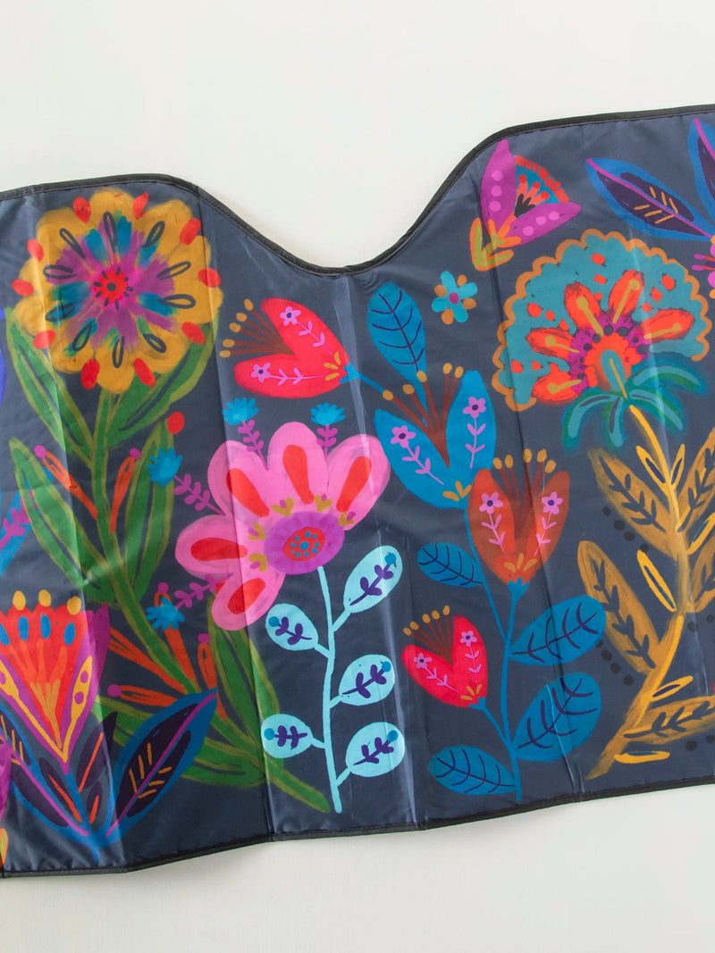 Natural Life® Car Sun Shade - Navy Folk Flower