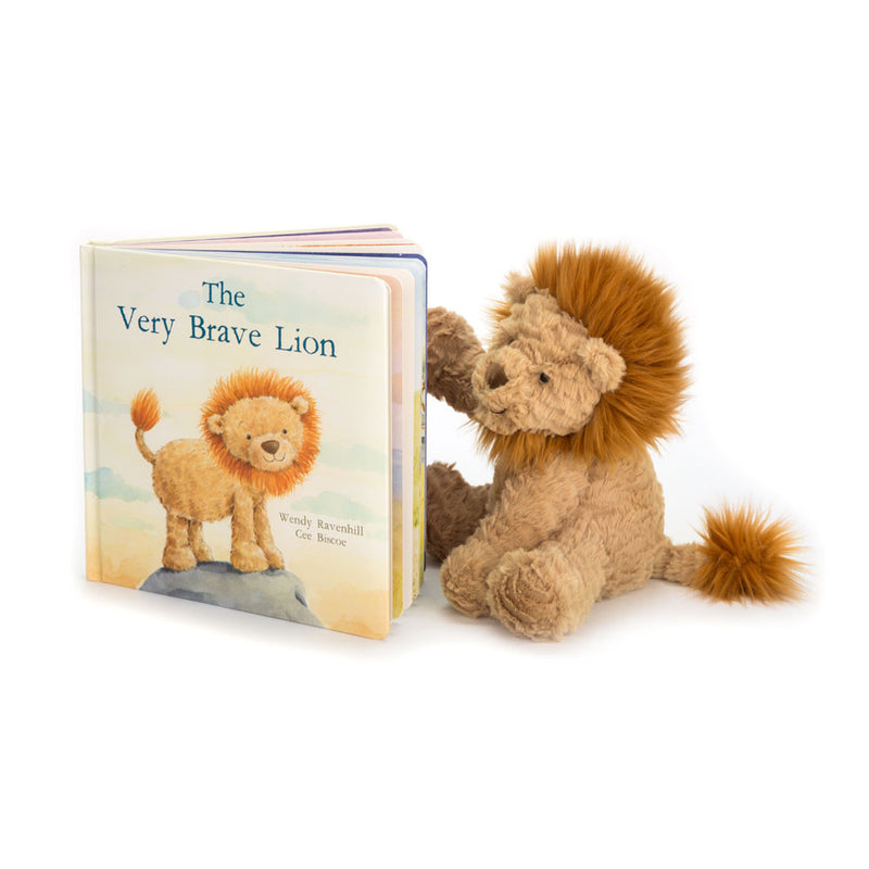 Jellycat Fuddlewuddle Lion Medium Plush and The Very Brave Lion Board Book Set
