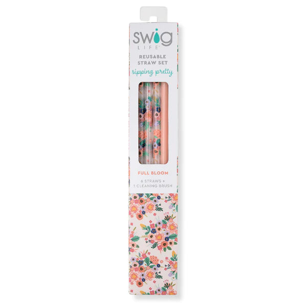 Swig Life Full Bloom + Coral Reusable Straw Set (Tall)