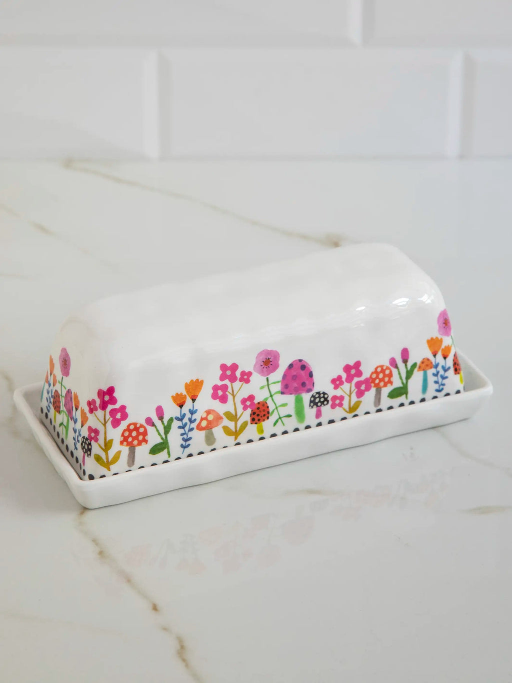 Natural Life Melamine Butter Dish - Mushroom