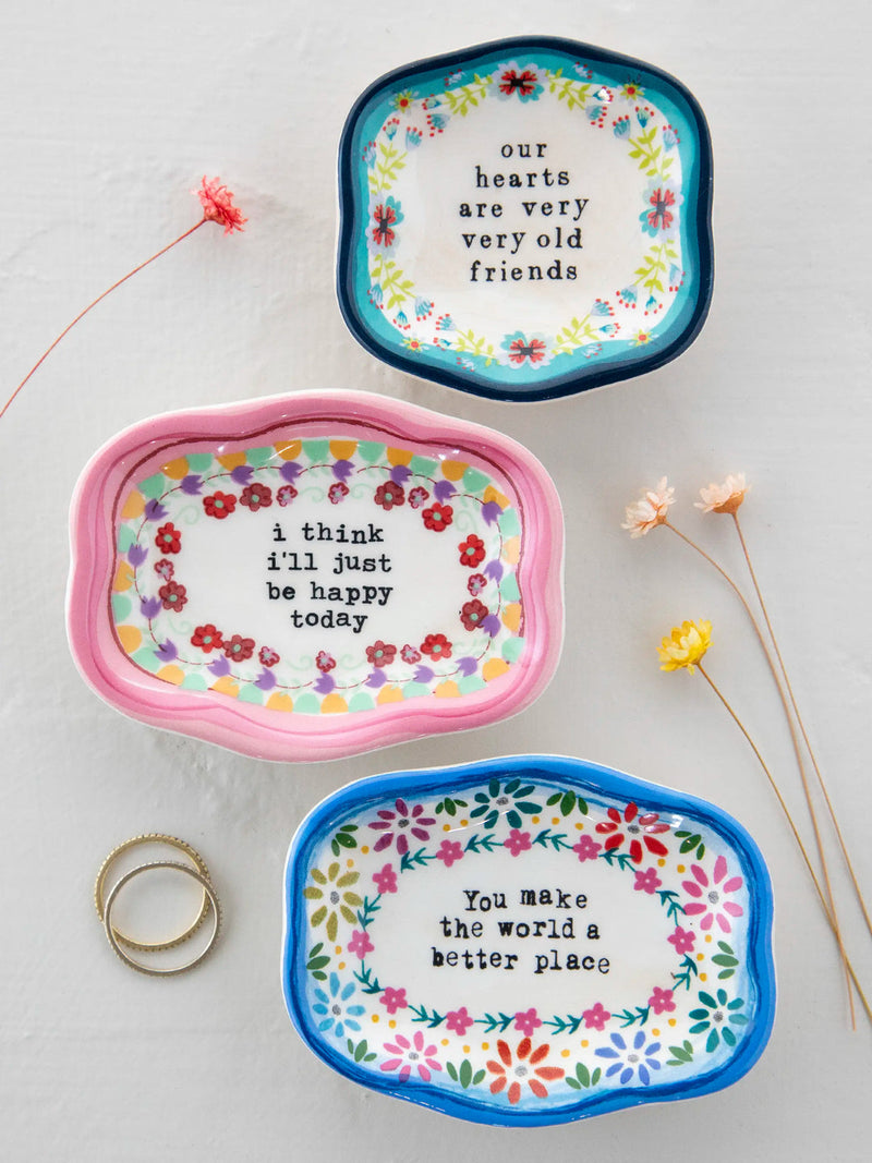 Natural Life Artisan Trinket Dish - Just Be Happy