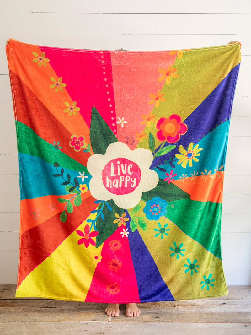 Natural Life Cozy Throw Blanket - Live Happy