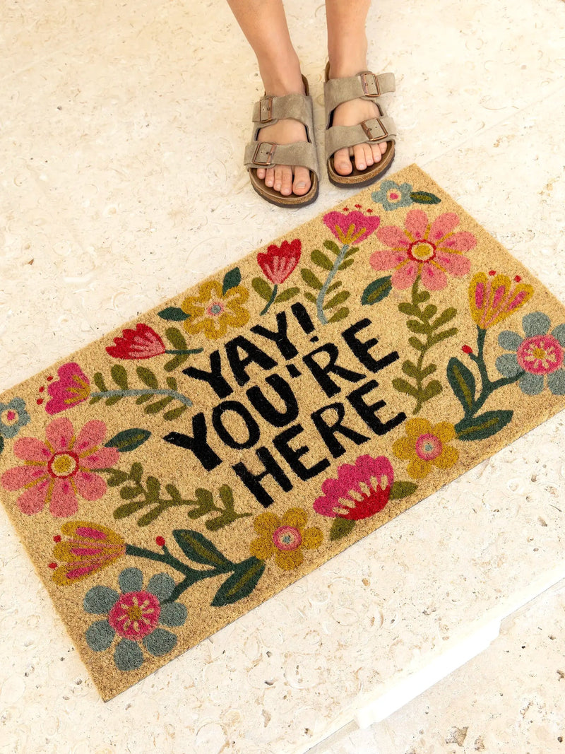 Natural Life Bungalow Doormat - Yay You're Here Cream