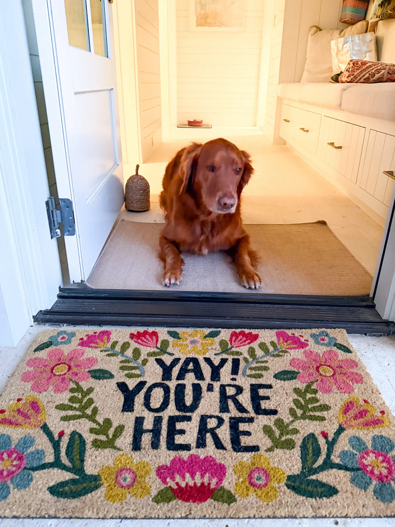 Natural Life Bungalow Doormat - Yay You're Here Cream