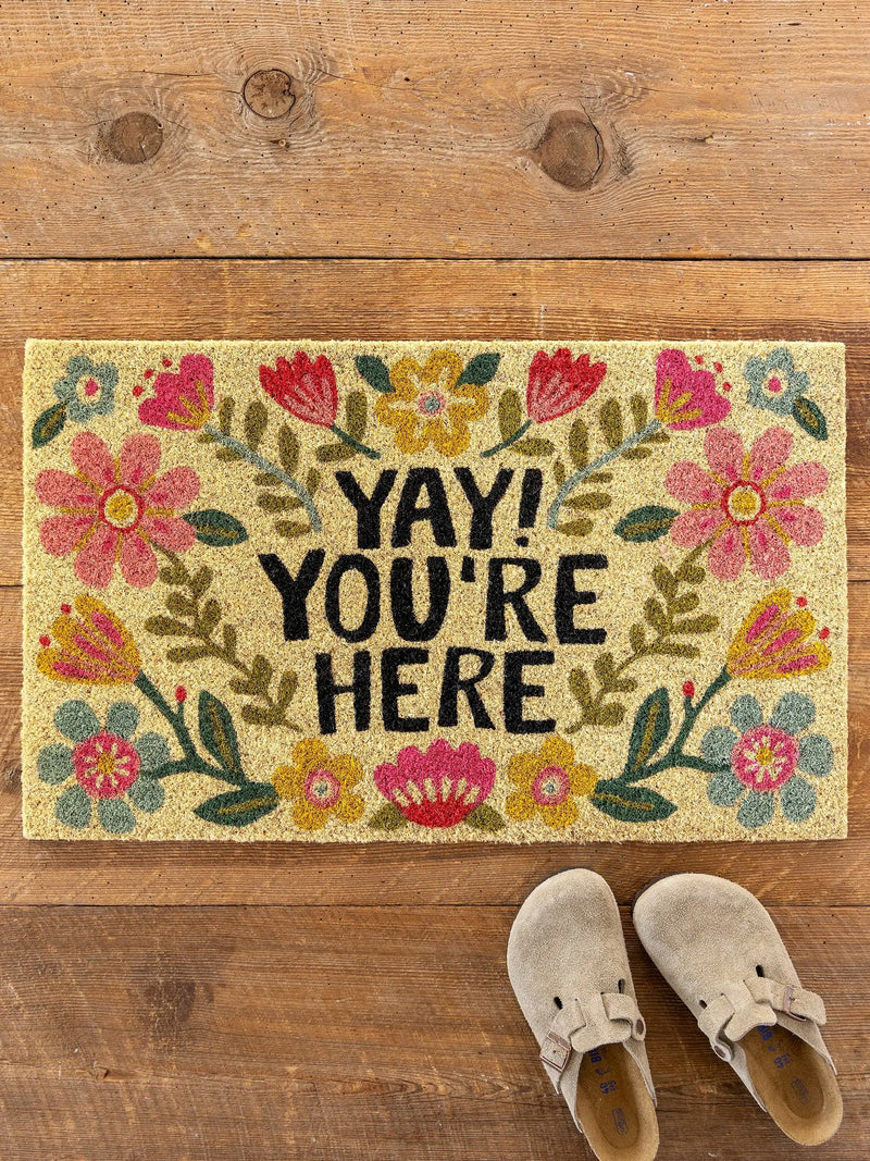 Natural Life Bungalow Doormat - Yay You're Here Cream