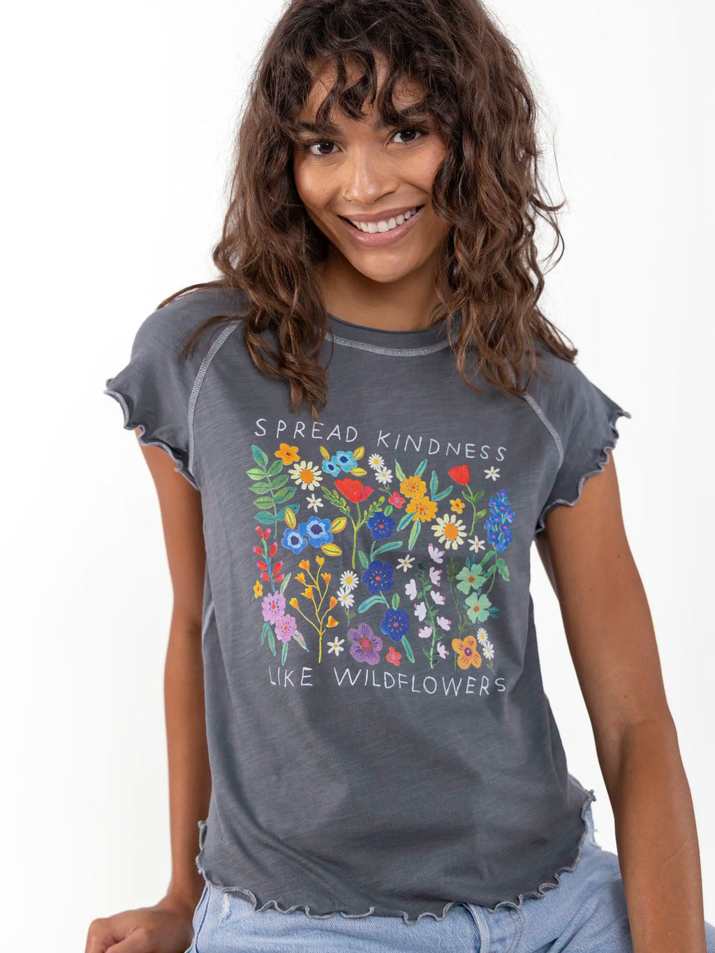 Natural Life Lily Cotton Short Sleeve Tee Shirt - Charcoal Spread Kindness