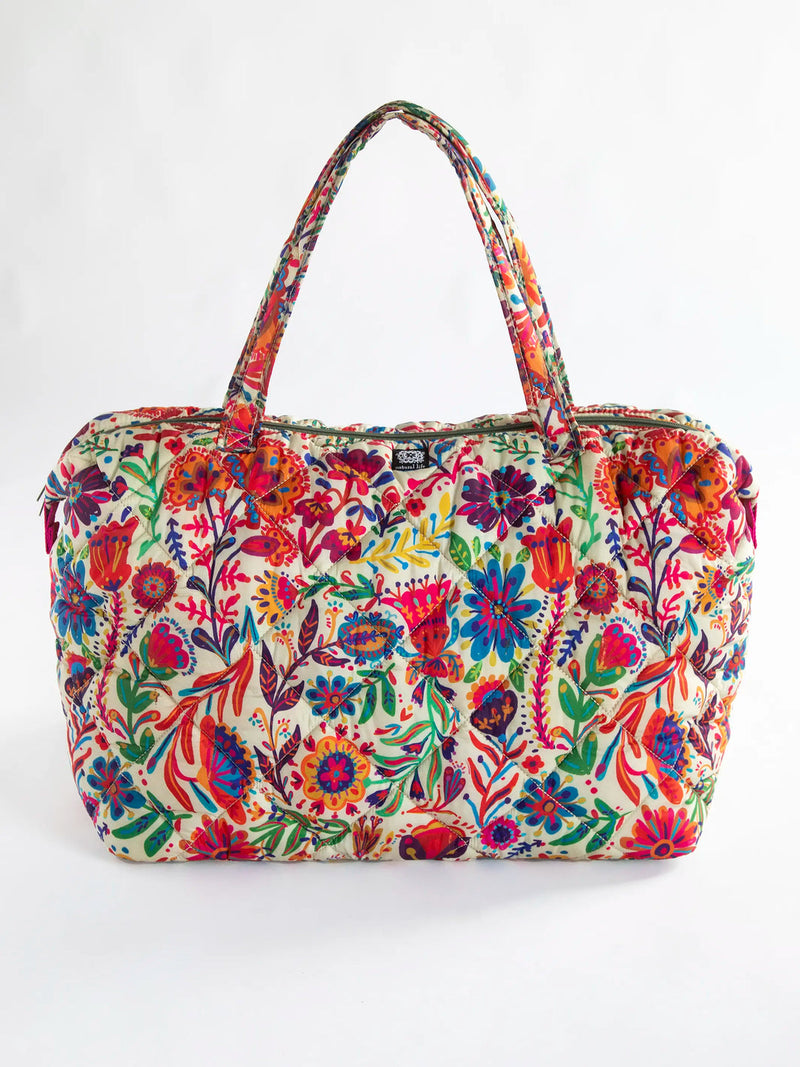 Natural Life® Puffy Weekender Bag - Rainbow Cream Floral