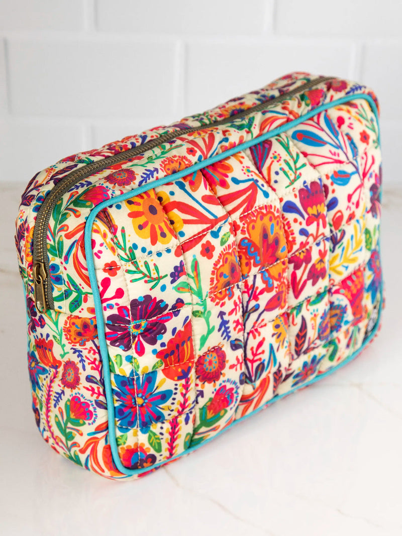 Natural Life® Puffy Cosmetic Pouch - Rainbow Cream Floral