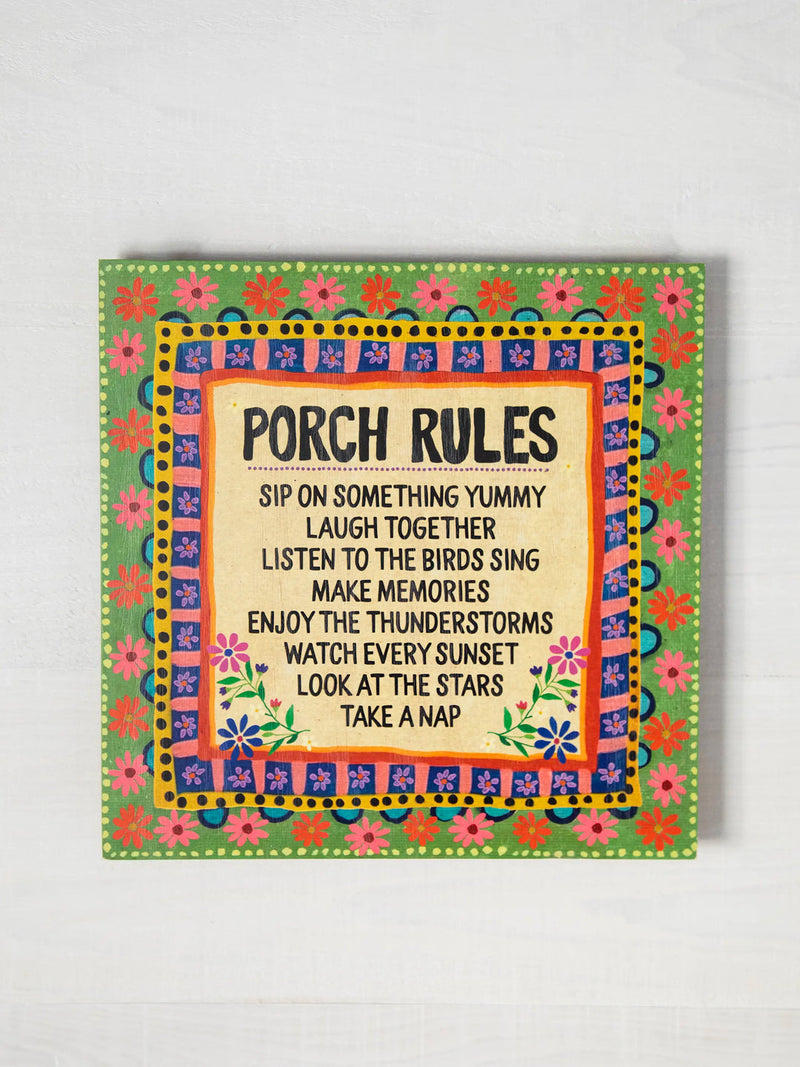 Natural Life Porch Sign, 12" x 12" - Porch Rules