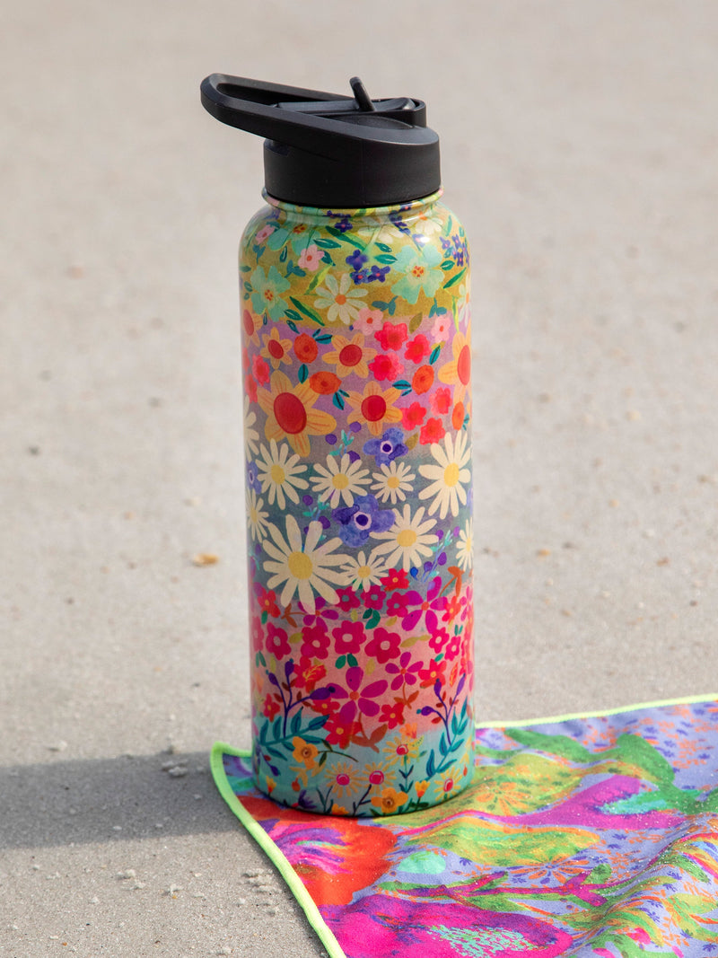 Natural Life® XL Stainless Steel Water Bottle - Wildflower Border