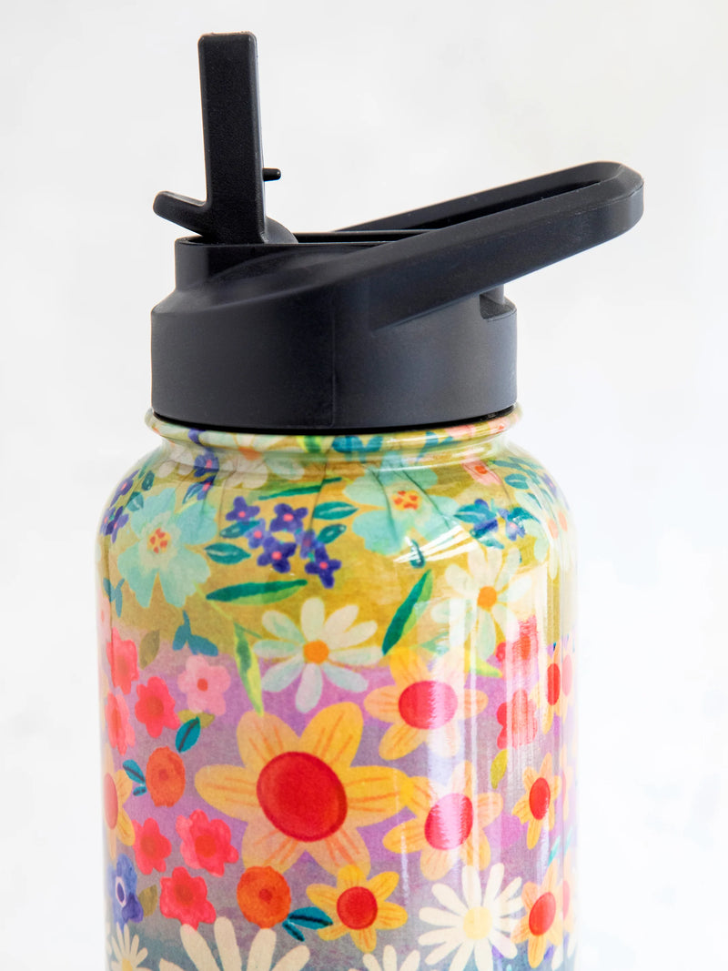 Natural Life® XL Stainless Steel Water Bottle - Wildflower Border