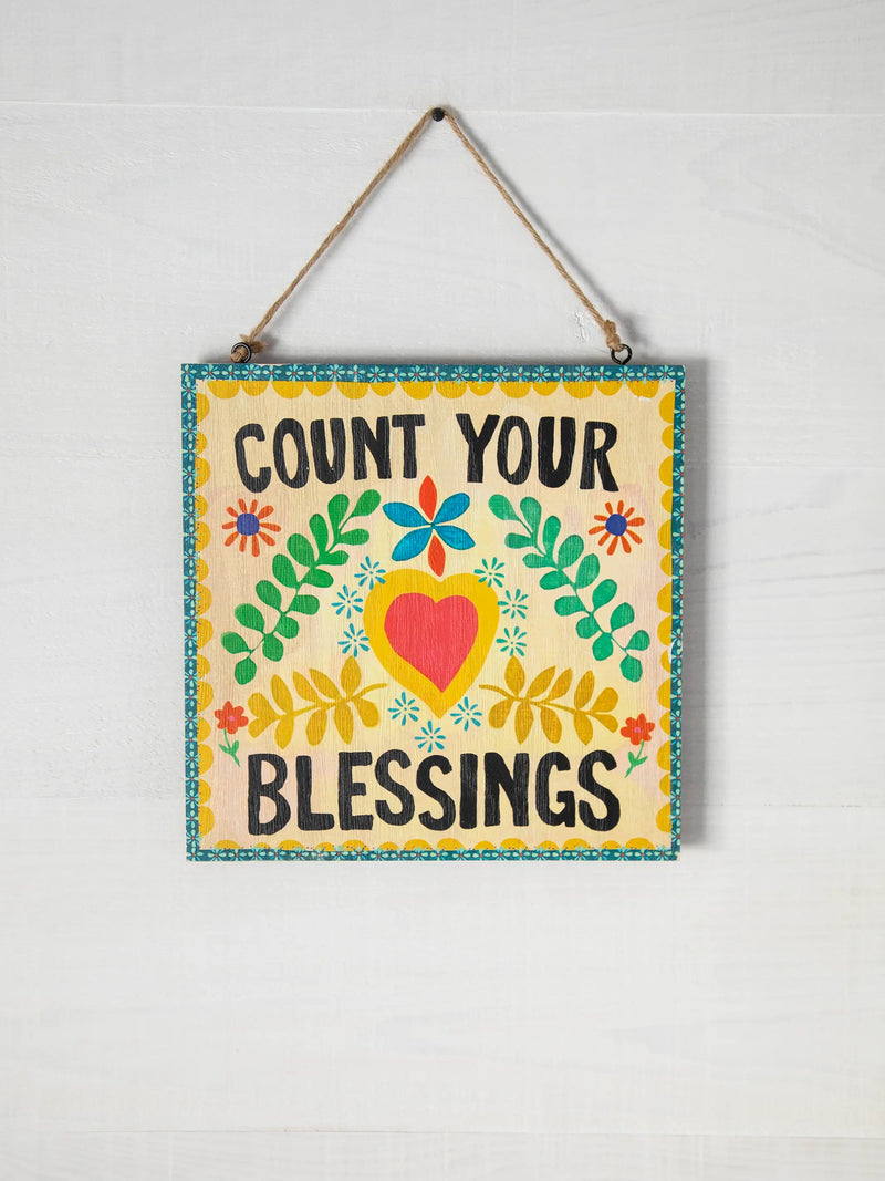 Natural Life Porch Sign, 10" x 10" - Count Your Blessings
